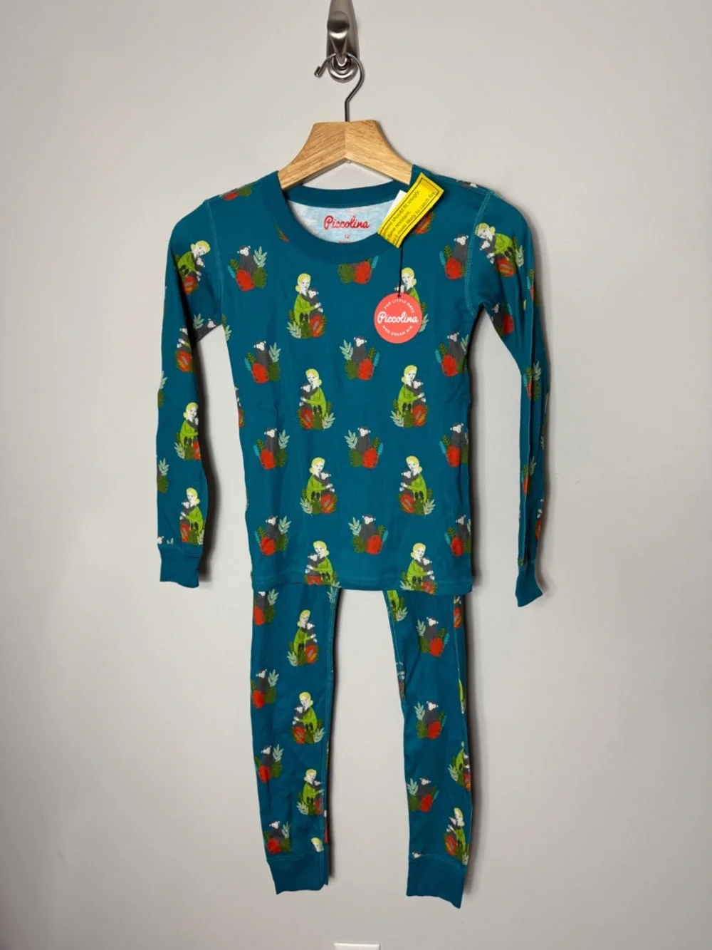 NEW Piccolina Jane Goodall Long John’s Pajamas Long Sleeve Pants size 12 *344